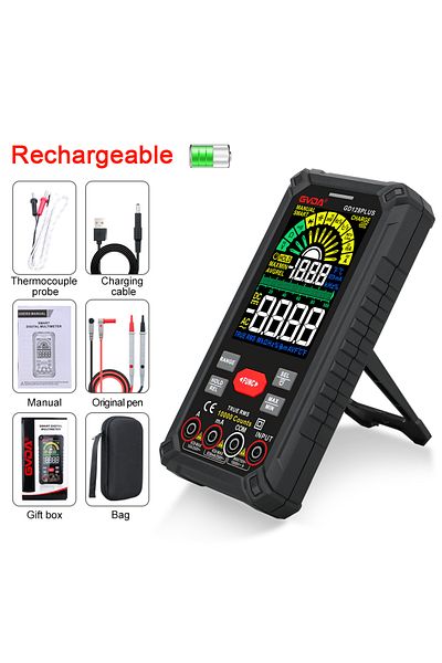 Choice GD128PLUS GVDA Smart Digital Multimeter 9999 Counts LCD Color Display DC AC Voltage Current True RMS