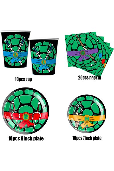 Disney 50pcs Teenage Mutant Ninja Turtles Party Decor Disposable Dinnerware Set Balloon Cup Plate Banner fo