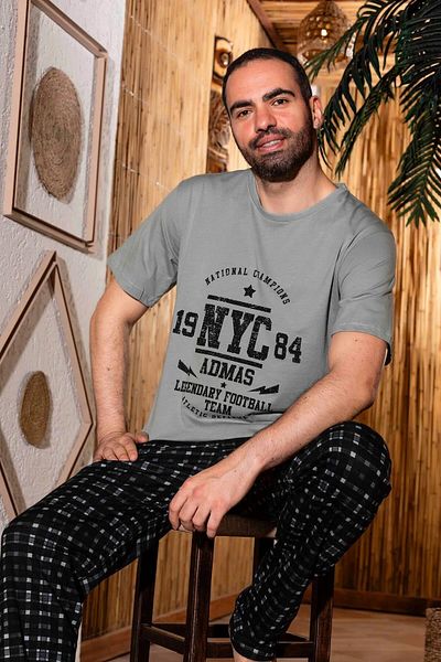 Sude Ανδρικό Σετ Πιτζάμες Τζέρσεϋ Crew Neck - Λεπτό κοντό μανίκι, A803/128 - 1 τεμ.