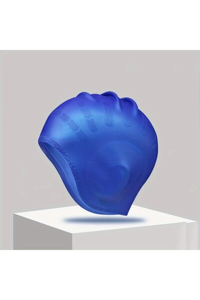 Choice قبعة سباحة زرقاء متينة من السيليكون من DEZITION مع جيوب للأذن للبالغين...