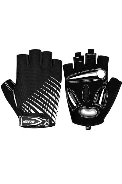 Choice L WHITE MOREOK Bike Gloves Half Finger MTB Bicycle Gloves 5mm Gel Pads Shock-absorbing Mountain Bike