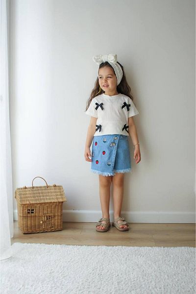 META MODA Children's Shorts T-Shirt Suit - Girls' Summer Crew Neck Trend