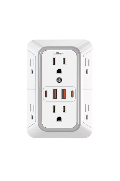 Choice 100-240v Us 6 With Usb Us Multi Socket Wall Socket With 6 Ac Outlets 4 Usb Port(2 TYPE C), Universal