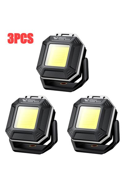 Choice Black 3PCS COB LED Work Light Waterproof Inspection Lamp with Magnetic Base Emergency Light Recharge