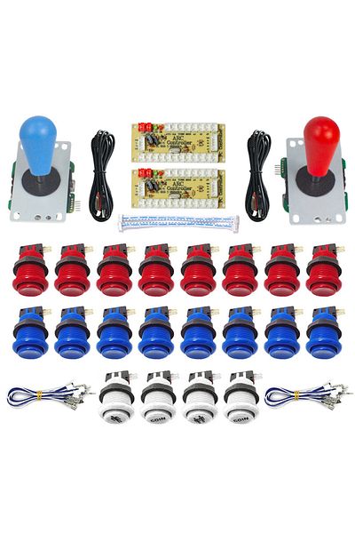 Choice Red and Blue Arcade 2 Player Zero Delay Kit Mando Arcade Usb Encoder To Pc Rasberry Pi Happ Push But