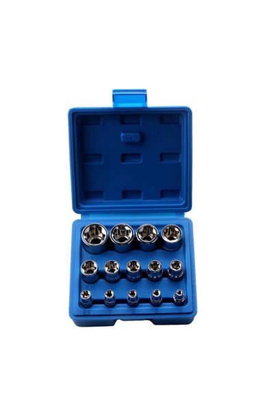Choice 1 SET-BLUE 4/5/14PCS Female E Star Torx Socket Set E4-E24 E-Torx External Hex Socket Insert Nut