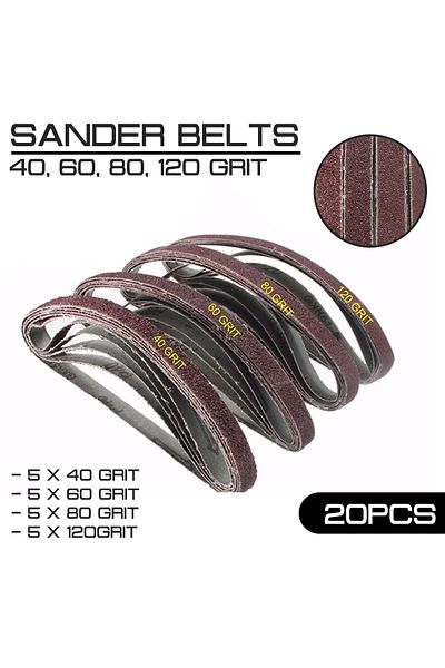 WIDEEP 20pcs/pack For Air Belt Sander Powerfile Sanding Sander 13mm X 457mm Belts Paper Mixed Grit 40 60...