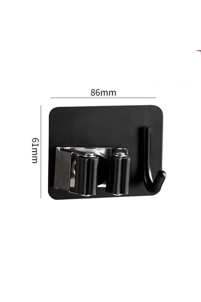 Choice black Stainless Steel Mop Holder Wall Mounted Self-Adhesive Kitchen Bathroom Waterproof Multi-Purpos