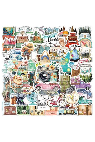 Choice 50PCS New Trendy Outdoor Travel Scenery Graffiti Cell Phone Helmet WaterCup Car DIY Waterproof PV...