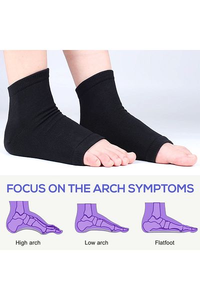 Choice 1Pair Arch Support Sleeve Cushioned Soft Elastic Gel Pad Fabric Arch Sock for Flat Foot Pain Reli...