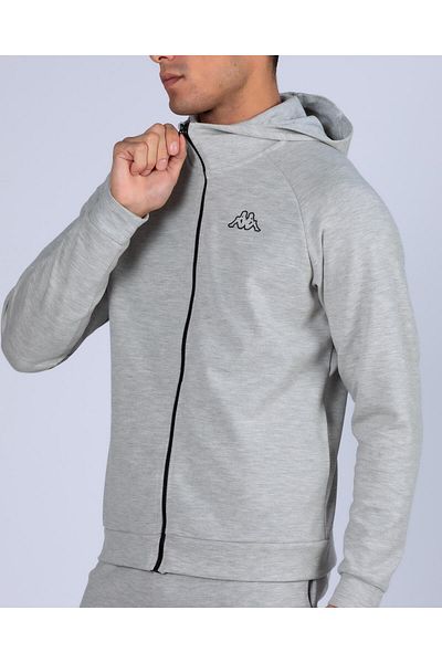 Kappa Men's Gray Melange Olie Regular Fit Zippered Tracksuit Top