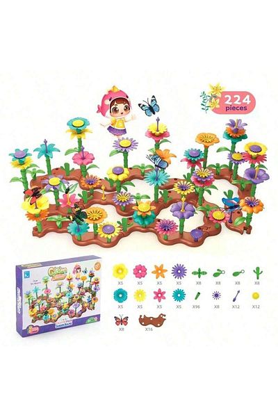Choice 224pcs Flower Garden Building Toys, Educational Stem Toy And Garden Play Set, Flower Stacking Toys
