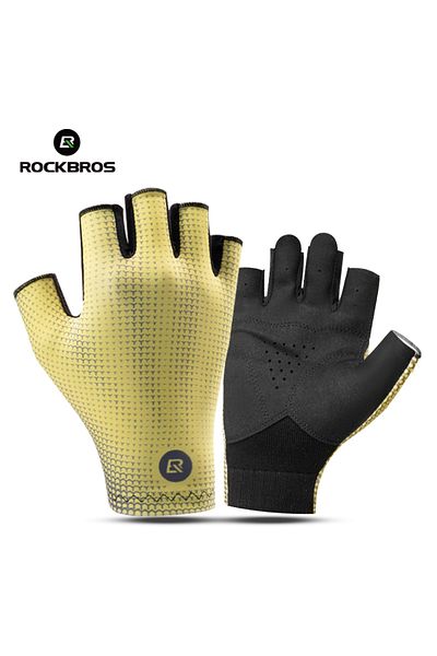 ROCKBROS S S296-yellow ROCKBROS Half Finger Gloves Summer Bicycle Gloves Anti-Slip Shock-Absorbing Cycling Fi