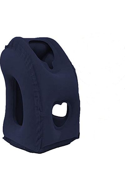 Choice Blue 1pc Inflatable Travel Pillow, Airplane Pillow With Patented Valve Design, Travel Accessories Wi