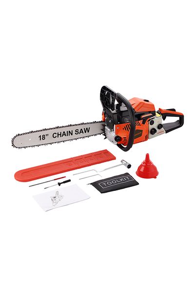 Lawazim 18-inch Gasoline Chainsaw – 11500 RPM, Includes Tool Kit & Guide Plate Sleeve