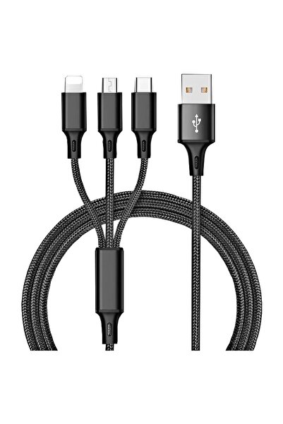 godess كابل شحن Go-Des متعدد المنافذ USB 3 في 1 مع منفذ C Micro متوافق مع الأ...