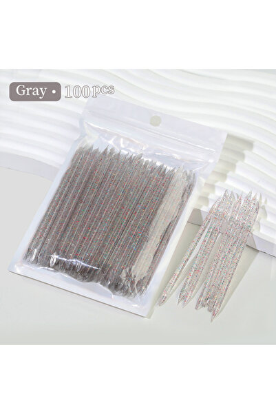 Choice1 Gray 100Pcs Reusable Crystal Glitter Stick Double End Nail Art Cuticl...