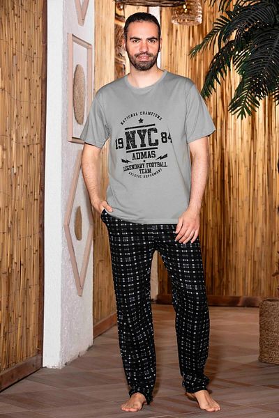 Sude Ανδρικό Σετ Πιτζάμες Τζέρσεϋ Crew Neck - Λεπτό κοντό μανίκι, A803/128 - 1 τεμ.