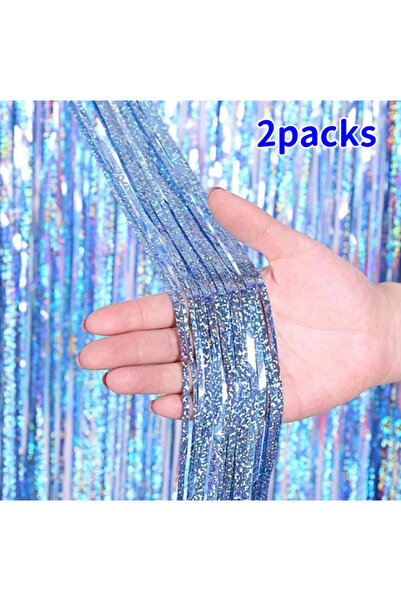 Choice30 أزرق فاتح - 5 قطعتين، عبوة من قطعتين، 2×1 متر، ستارة لامعة لحفلات أع...