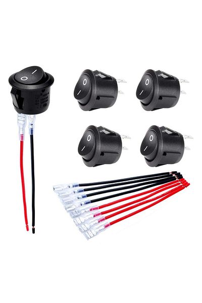 AOKIN 5pcs 5PCS Round Rocker Switch ON Off SPST 20mm Mini Toggle Switch 12V for Car Automotive RV 2 Pin Sw