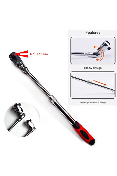 choice2 1-2 1/4 1/2 3/8 72-Tooth Carbon Steel Retractable Ratchet Wrench Auto...