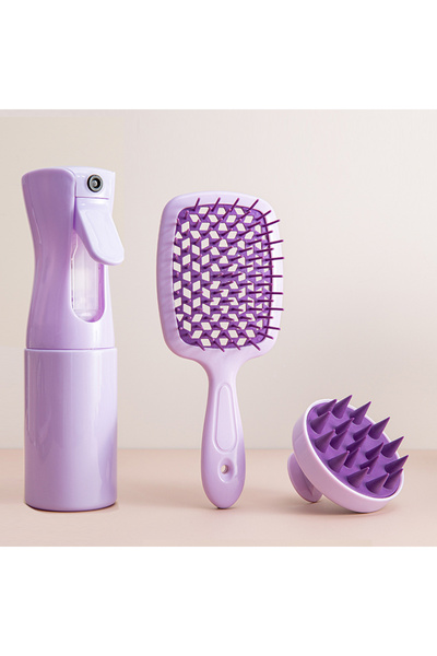 Choice مجموعة من 3 قطع، مشط تدليك فروة الرأس، مشط مجوف، فرشاة تدليك الشامبو ل...