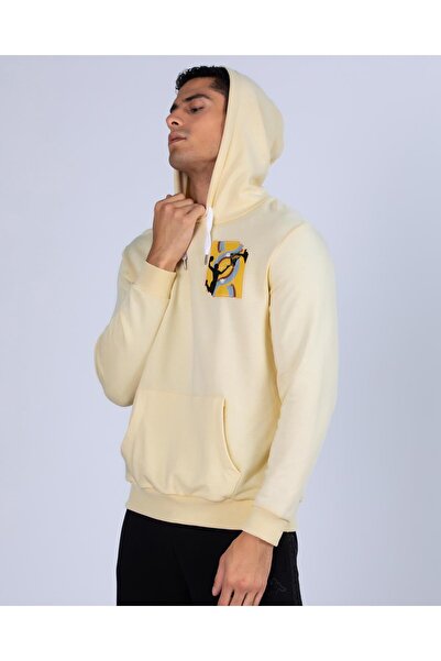 Kappa Authentic Graphik Vincent Erkek Bej Comfort Fit Hoodie
