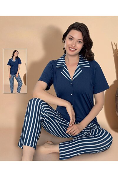 BOYRAZ Γυναικείο σετ πιτζάμες με κοντό μανίκι με κουμπιά στο πάτωμα Milan 110...