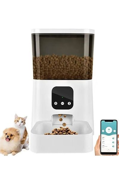 fulina 6L smart pet feeder,timed and quantitative,WIFI supported,app controlled,for cats and dogs,white