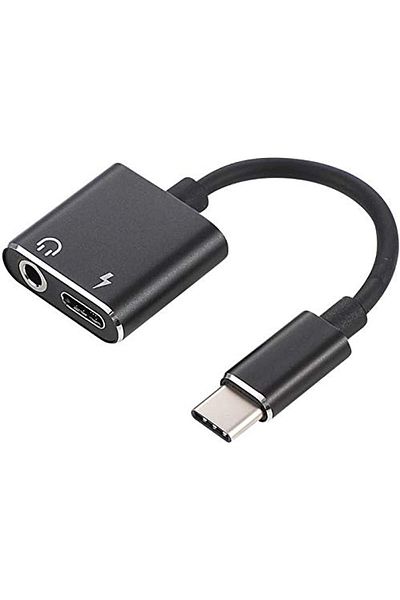 Other USB-C to 3.5mm AUX Music Jack and Headphone Charger Adapter - Black