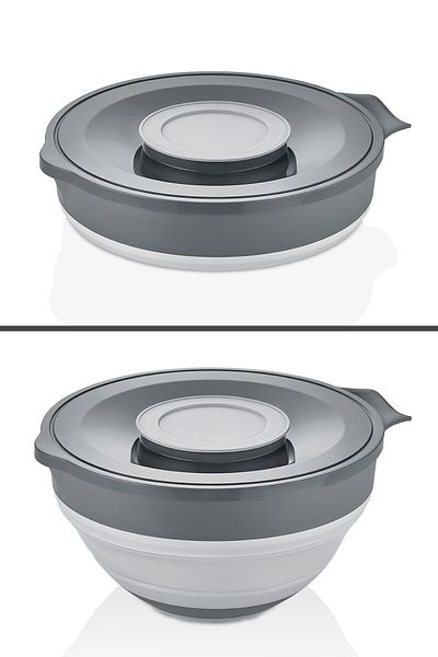 İronika Folding Accordion Anti-Splash Mixer Mixing Bowl with Lid 3250 ml