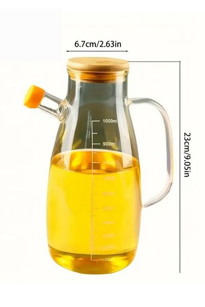 BeySüS Glass Oil Pot with Bamboo Lid Borosilicate 1000 m