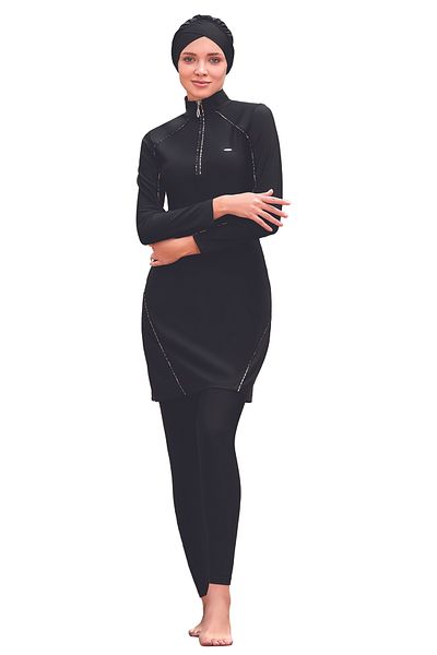 Bravie Women's Half Zipper Plus Size Hijab Swimsuit - - 4322