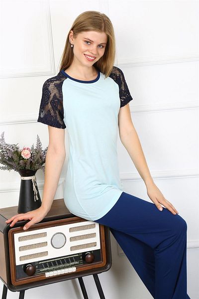 Celira Women's Lace Sleeve Combed Cotton Pajama Set 4148