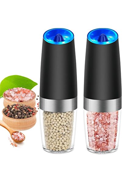 COOYA مجموعة مطحنة الملح والفلفل الكهربائية، قطعتين، قابلة لضبط درجة الخشونة، تعمل بيد واحدة
