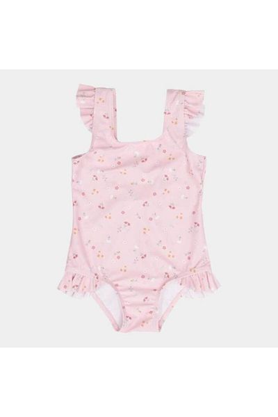 Little Dutch - Girls' Swimsuit, UV Protection, Little Pink Flowers, Size 98-104
