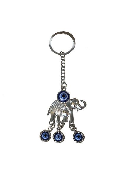 PUFO Breloc amuletă Feng Shui pentru protecție și noroc, model Elefant Protector, argintiu