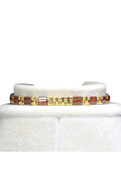 DEHNA Elegant and Colorful Bracelets Series with Tila Beads - Patterned Red Model