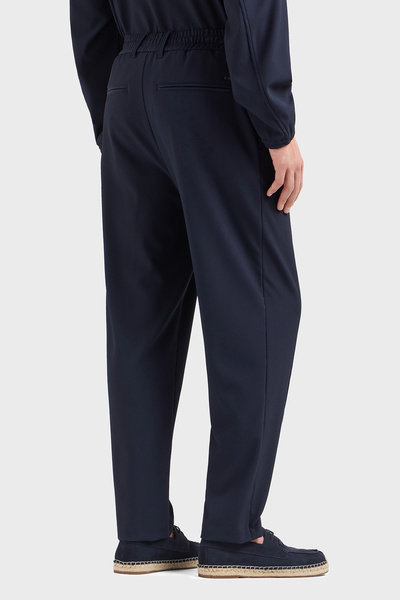 Emporio Armani Erkek Rahat Kalıp Esnek Dokulu Kumaş Pileli Geniş Paça Lacivert Pantolon EM001508 AF14076-UB118