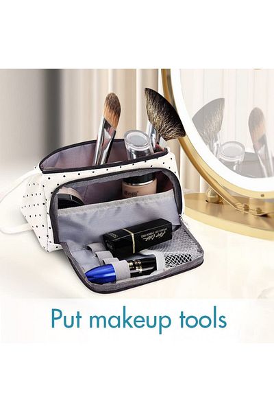 Aotlet Multifunctional Pen/makeup Bag, Nylon, White/black, 20 X 11.5 X 8 Cm