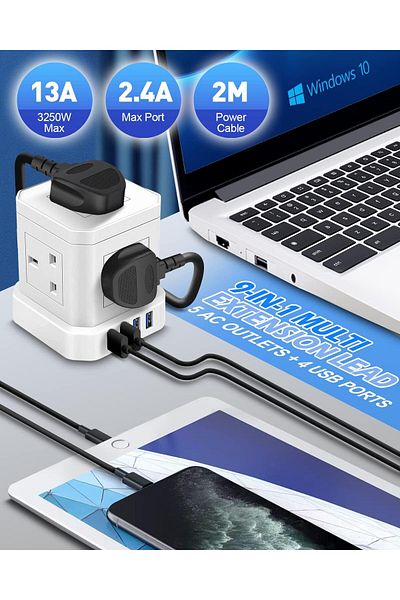 fulina Extension Cord Power Strip,5 Ports ，fast charging，Suitable for home/office/room