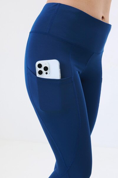 C&City High Waist Double Pocket Recovery Sports Leggings 9416 Navy Blue
