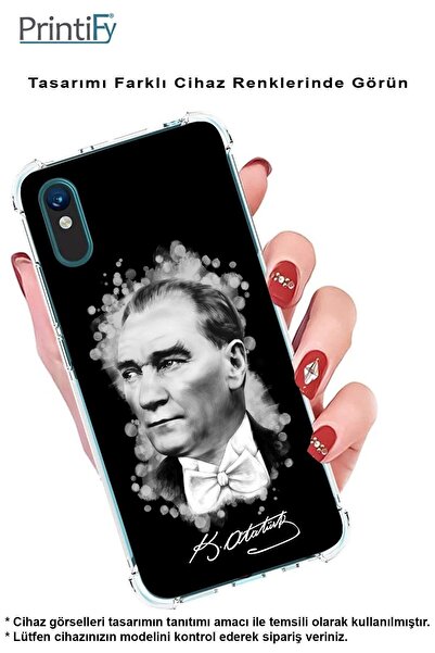 PrintiFy Samsung Galaxy S24FE ile Uyumlu Atatürk Baskılı Şeffaf Köşe Korumalı Antişok Kılıf