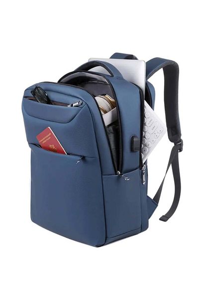 PUFO Rucsac pentru laptop de birou cu compartimente, 45 x 35 cm, albastru