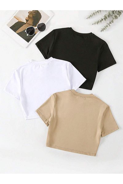 DAXİS Sportwear Company Γυναικείο μπλουζάκι Casual Crop 3 συσκευασιών