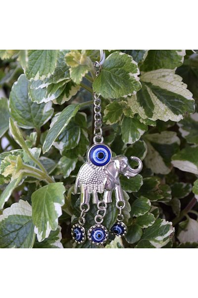 PUFO Breloc amuletă Feng Shui pentru protecție și noroc, model Elefant Protector, argintiu