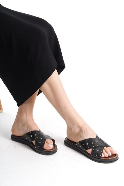 Lively Stylish Δερμάτινες παντόφλες Mia Cross Trock