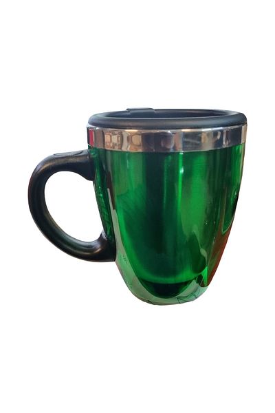 Biki 450ml Double Wall Outer Plastic Inner Stainless Steel Travel Coffee Mug with Handle