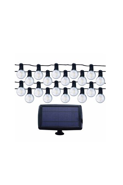 lohuıs Ghirlanda luminoasa LED cu panou solar Lohuis, pentru exterior, 25 becuri filament LED G40, 7.6m
