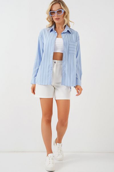 Bigdart 20143 Πουκάμισο Oversize με τσέπες - Μπλε